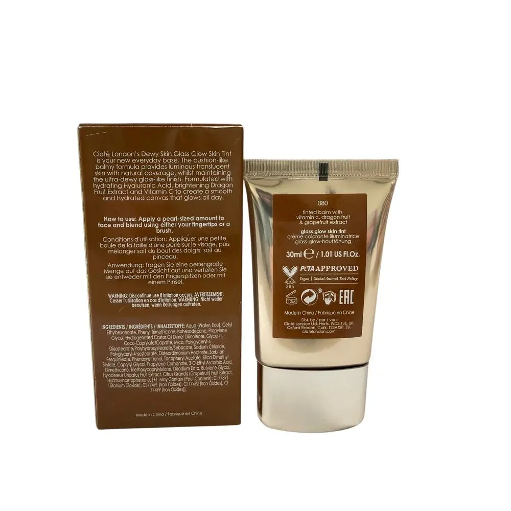 Ciate London Dewy Skin Glass Glow Skin Tint Foundation 1.01 oz Shade 080